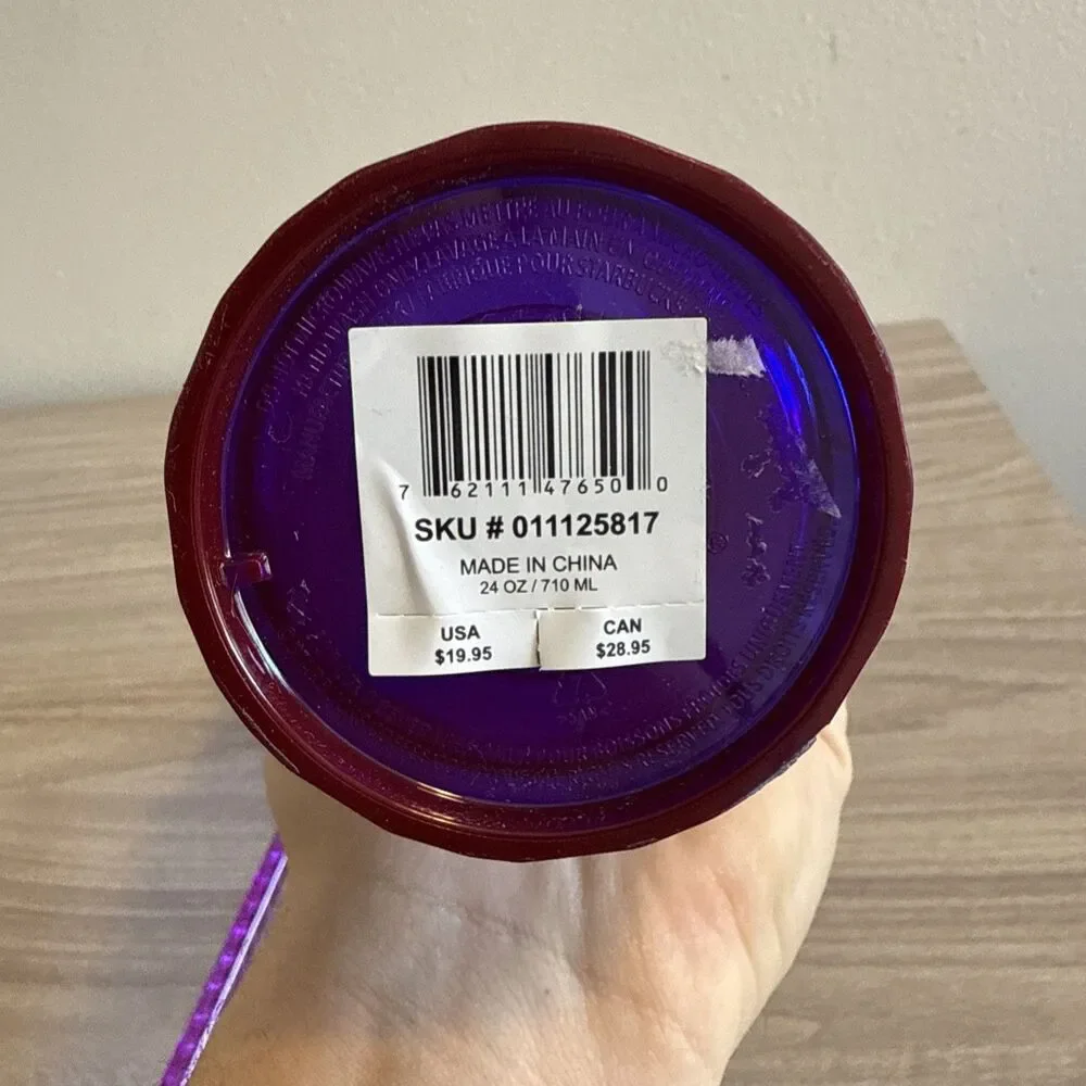 Starbucks 24oz Venti purple kaleidoscope domed lid w/ straw tumbler cup - Picture 6 of 6
